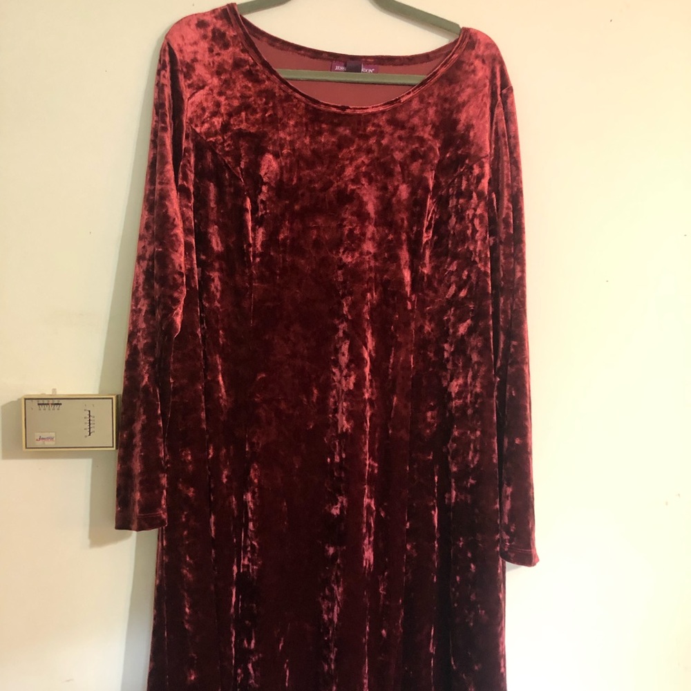Jessica London Crushed Velvet Red Dress